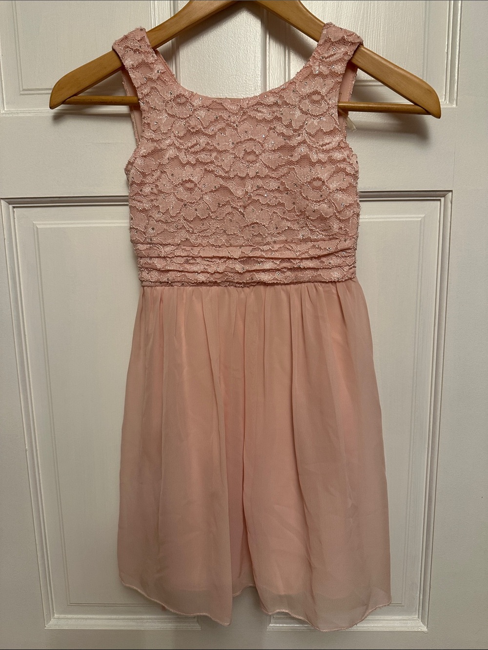 Girls Pink Lace & Chiffon Formal Dress